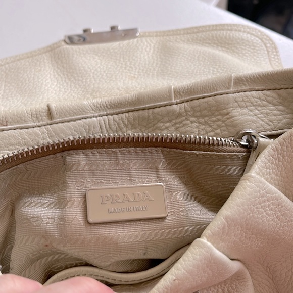 PRADA Shoulder Purse with Taupe Leather Body and Silver Hardware- Vintage - Picture 9 of 9